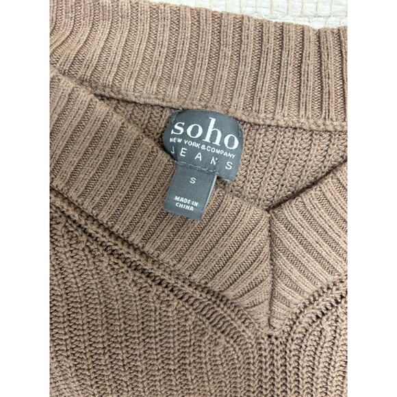 SOHO New York & Company Jeans Brown Knit Sweater - Size S - Picture 2 of 2